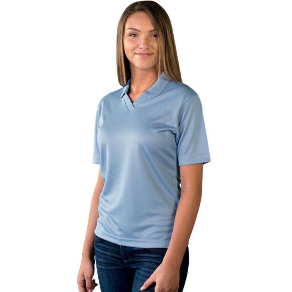 Blue Generation Women Polo Shirt Sz L Textured Blue Mesh Gulf Stream Golf Logo